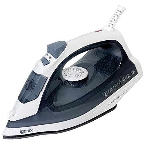 Image of Igenix IG3116 PowerSteam Lite Vertical Steam Iron, Ceramic Non-Stick Soleplate, 220 ml Water Tank Capacity, 1600 W, Self Cleaning, 1.9m Cord, Blue/White