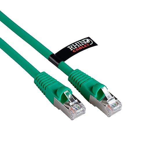 Image of rhinocables CAT 6a Ethernet Cable | 10Gbps S/FT High-Speed & Large Bandwidth Data Transfer | Reliable LAN Network RJ45 Cable | Wi-Fi Broadband Cable for Seamless Gaming & Streaming (10m, Green)