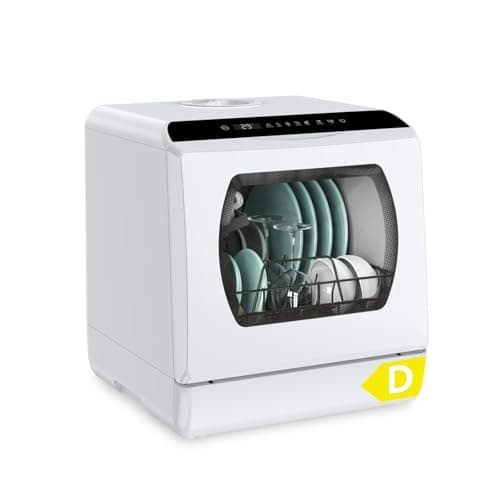 Image of Hermitlux Table Top Dishwasher for 5 Place Settings (5L Tank), Tabletop Dishwasher no Plumbing with 6 Programmes Including 360° Spray Arms | Hot - Air Drying | Energy Class D | No Installation