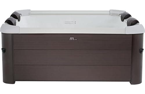 Image of MSPA Tribeca Inflatable Hot Tub Spa for 6 Persons with 120 Air Jets, 2200W Fast Heating, O3 Ozonator, Smart App Control, LED Lights, Portable Outdoor Jacuzzi, 850L Capacity, Walnut Finish