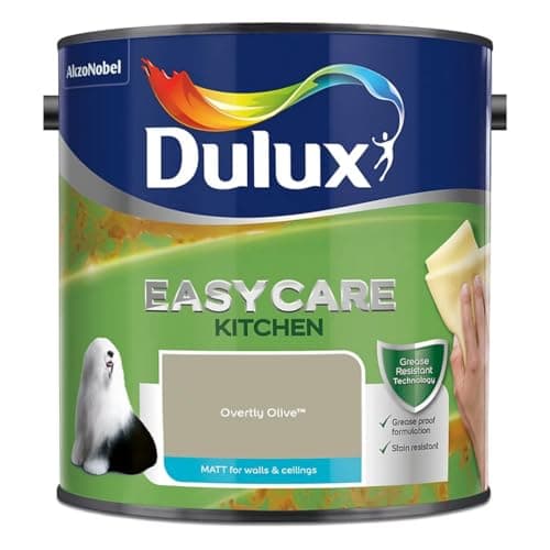 Image of Overtly Olive Dulux Easycare Kitchen Matt Emulsion Paint 2.5L – Grease & Stain Resistant, Washable Matt Finish, Durable Interior Paint for Kitchen Walls & Ceilings