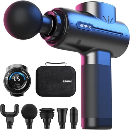 Image of RENPHO Massage Gun Deep Tissue,Muscle Massage Gun with 5 Speeds 5 Massage Heads,10mm Amplitude Percussion Massager with Long Battery Life,for Gym Muscle Relaxation,Gifts for Women,Men,Black