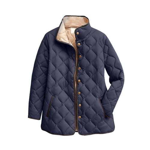 Image of Women's Lightweight Quilted Jacket Large Sizes, Transition Jacket With Zip Warm Lined Winter Jacket Oversized Down Jacket Stand-up Collar Fleece Jacket Solid Casual Jacket Women's Sweat Jacket