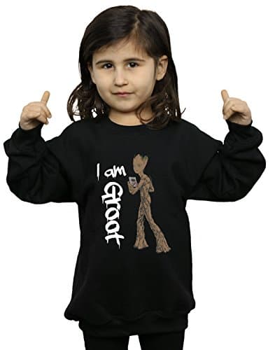 Image of Marvel Girls Avengers Infinity War Graffiti Groot Sweatshirt Black 7-8 Years