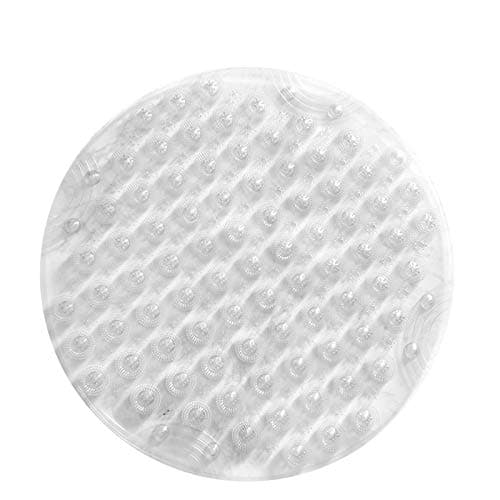 Image of Shower Mat, Round Non-Slip Bath Mat With Suction Cup, Massage Function, Anti-mold and Antibacterial Rubber Shower Mat for Children, With Drainage Holes, Machine Washable (Transparent white)