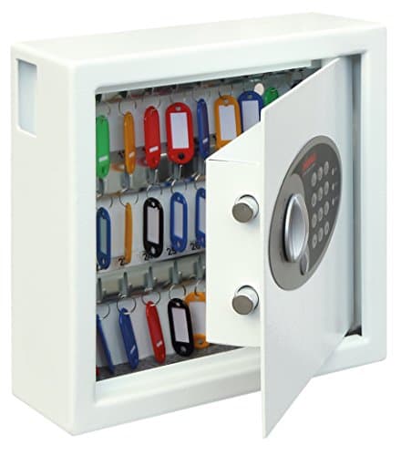 Image of Phoenix Safe Company – KS0031E Phoenix Cygnus Key Deposit Safe- 30 Hooks - Electronic Lock - Key Holder Wall Mounted - Scratch Resistant White Paint Finish - 6.5 Litres - 6.5kg