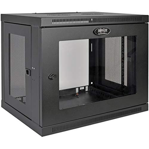 Image of Eaton Tripp Lite SmartRack 9U Low-Profile Switch-Depth Wall-Mount Mini Rack Enclosure, Clear Acrylic Window (Black) (SRW9UG)