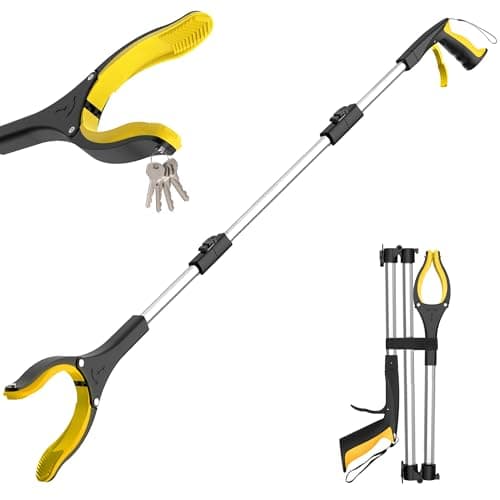 Image of Litter Picker Grabber Stick, Foldable Long Reach Grabber Tool for Elderly, Disabled, Adults and Mobility Aid, with Magnetic Tip for Rubbish Picker and Trash Pick Up, 91cm/36 Inch(YellowSilver)
