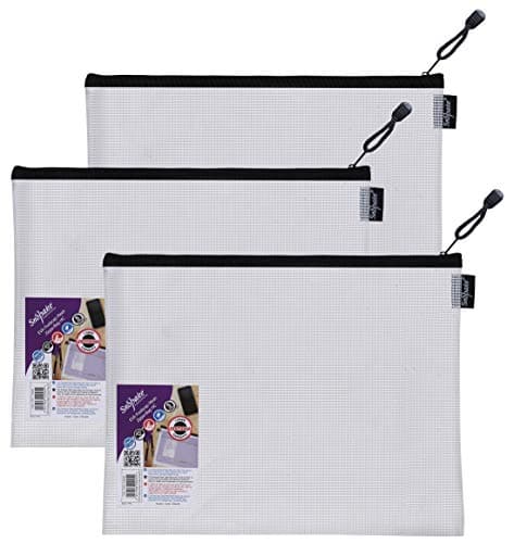 Image of Snopake Foolscap High Capacity EVA Mesh Zippa-Bag [Pack of 3] 360 x 275 mm - Transparent/Black [15839]