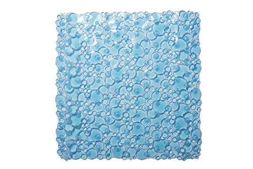 Image of Croydex Bubbles Non-Phthalate Slip-Resistant PVC Suction Shower Mat, Blue, 53 x 53cm