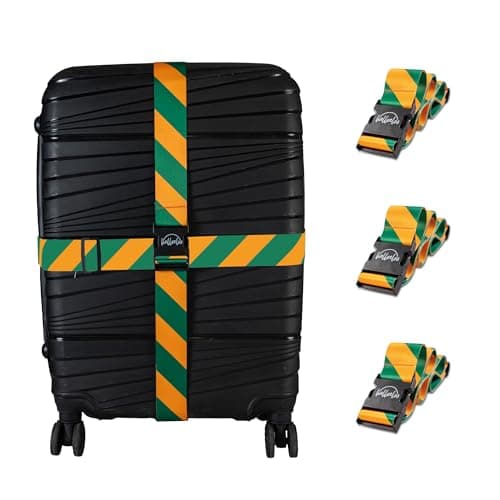 Image of Adjustable Luggage Straps for Secure Travel,TSA Approved Heavy Duty Suitcase Belts with Quick-Release Buckle,Durable Travel Straps for Luggage Protection and Easy Identification 3 Pack (Orange Green)