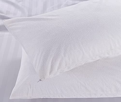 Image of K&A® Terry Waterproof Pillow Protectors 4 Pack | Ultrasoft, Breathable & Anti Allergy Pillow Cases | UK Standard 48x74 cm