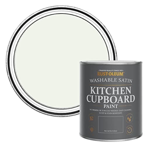 Image of Rust-Oleum Off White Scrubbable Kitchen Cupboard Paint in Satin Finish - Steamed Milk 750ml