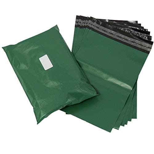 Image of Olive Green Strong Tough Mailing Bags - Sticky Self Seal Flap - Poly Plastic Polythene for Postal Postage Packaging Courier Mail Pouch Sacks - Premium Quality (10x14” (250x350mm), 25 Bags)