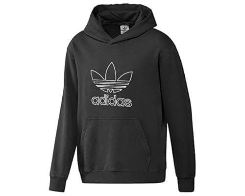 Image of adidas Originals Hoodie Outline Trefoil Hooded Sweatshirt Black (UK, Alpha, L, Regular, Regular, Black)