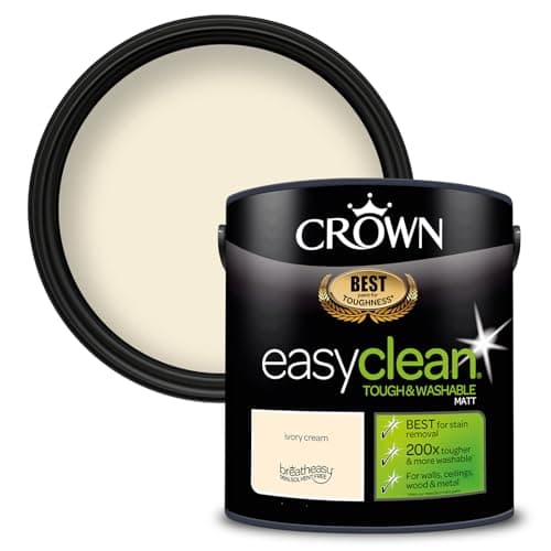 Image of Crown Ivory Cream - Tough & Washable - Matt Emulsion Paint - Stain Resistant - Classic Cream Paint - 2.5L