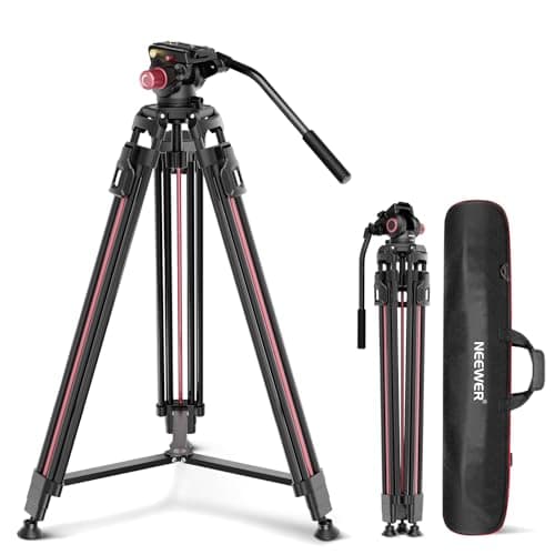 Image of NEEWER 79"/2m Video Camera Tripod with Fluid Head, One Step Quick Release Aluminum Heavy Duty Tripod Stand with QR Plate Compatible with Canon Nikon Sony DSLR Camera Camcorder, Max Load 17.6lb, LL38