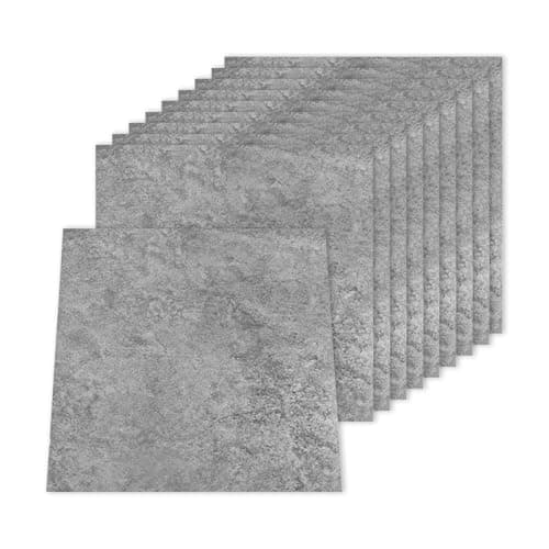 Image of YUTRONE 30Pcs Floor Tiles Self Adhesive 30x 30cm Grey Marble Effect Peel and Stick Floor Tiles, Waterproof Flooring Stick On Tile for Kitchen Bathroom Living Room