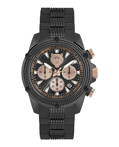 Image of Philipp Plein Men's Hurricane Chrono Watch, 44mm, Black/Black/R/Silicone - Psdba0323, Bracelet