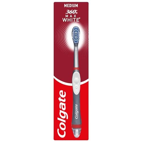 Image of Colgate 360 Max White Sonic Power Medium Toothbrush - Whitening Toothbrush with Medium Bristles - Vibrating Polishing Bristles to Help Remove Surface Stains