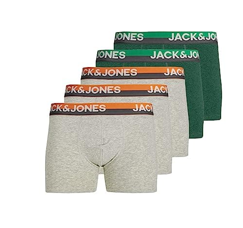 Image of JACK & JONES Jacinjected Trunk for Men (5Er Pack (3X Light Grey Melange, 2X Evergreen Melange), Medium)