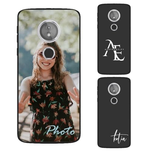 Image of Custom Case Compatible with Motorola Moto E5 Personalized Photo - Customized Picture Logo Text Phone Cover, Protective Silicone TPU, Slim Soft Shell Unique Gift, Black
