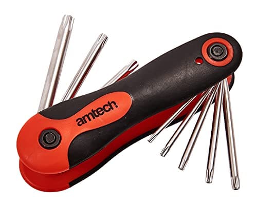 Image of Amtech 8pc Folding Torx Key Set (T9 T40), Chrome Vanadium Steel with Satin Finish & Soft-Grip Handle for Automotive, Furniture & DIY Projects