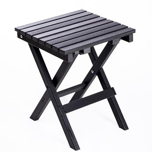Image of Garden Gear HDPE Folding Side Table Outdoor Portable Garden Drink Snack Table Dark Grey Durable Lightweight Weather Resistant Foldable