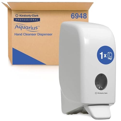 Image of Aquarius Hand Wash Dispenser 6948 – White Wall-Mounted Soap Dispenser for 1 Litre Refills – Hygienic Design, Easy-Clean Surface, Ideal for Workplace Washrooms – 1 x Plastic Dispenser
