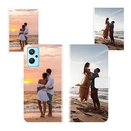 Image of Sunrive Personalised Custom PU Leather Phone Case compatible with Realme 9i,Customised Cover with your own photo,image,Picture,or text Make Your Own Case + Phone Lanyard