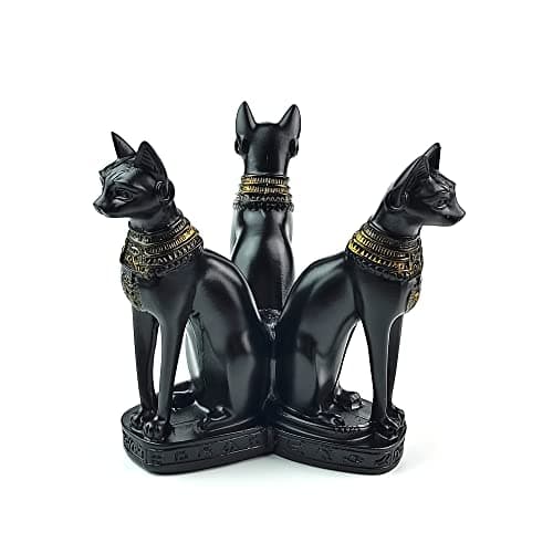 Image of OmyLens Large Bast Bastet Cats Crystal Ball Holder Sphere Display, Natural Healing Feng Shui Glass Ball Holder Base Statue Decoration for 80mm-150mm Sphere