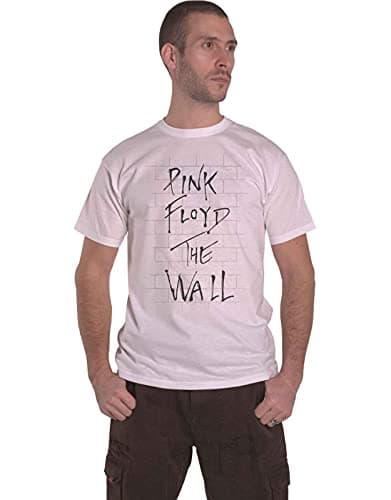 Image of Pink Floyd Men's The Wall & Logo Regular Fit Crew Neck Short Sleeve T - Shirt, White (White White), X-Large (Manufacturer Size:X-Large)