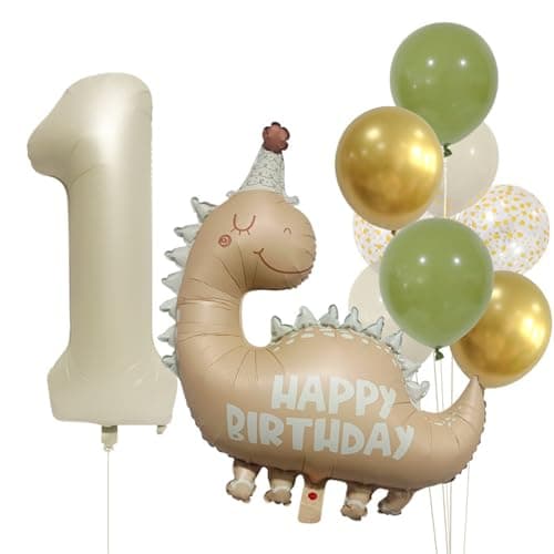 Image of Foil Number Balloons, 1st Birthday Decorations for Boys,1st Birthday Balloons Set For Boys And Girls, Dinosaur Theme Decorations For Baby 1 Year Old PartyDinosaur Balloon Decoration