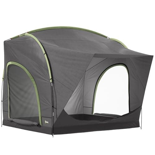 Image of Outsunny Car Tent, 3000mm Waterproof Tailgate Tent, 250 x 245 x 235 cm with Mesh Windows and Storage Bag, Quick Setup Trunk SUV Boot Shelter for Family Camping Travelling Outdoor Activities