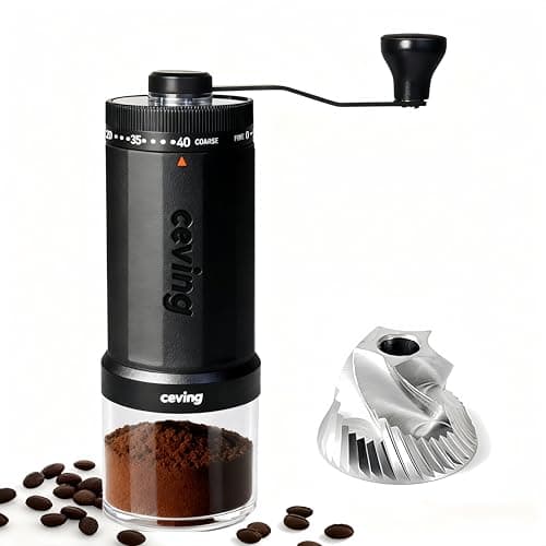 Image of World's First 60g Large Capacity Manual Coffee Grinder, Portable Hand Coffee Bean Mill with 40 Adjustable Settings, Stainless Steel Burr Grinder for Espresso, Pour Over, Camping, Travel, Gift, etc