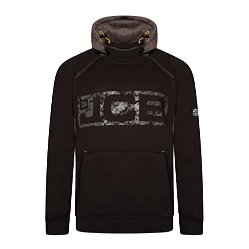 Image of JCB - Horton Hoodie, Small - Made with 80% Cotton & 20% Polyester - Hoodies for Men Branding Details - Mens Clothes - Cordura Fabric Elbow Patches - 320gsm - Navy/Black