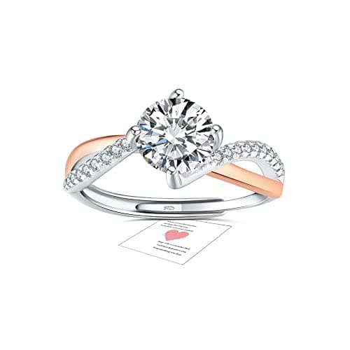 Image of Engagement Rings - Adjustable Rose Gold Ring, Sterling Silver Eternity Rings for Womens - Diamond Ring Women, Promise Ring Crossover CZ Cubic Zirconia Rings Women Jewellery Gifts for Her
