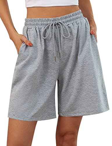 Image of Jezonga Women's Running Shorts Casual Lounge High Waist Gym Athletic Sweat Jogging Sport Workout Hiking Fashion with Pockets（Grey，XL）