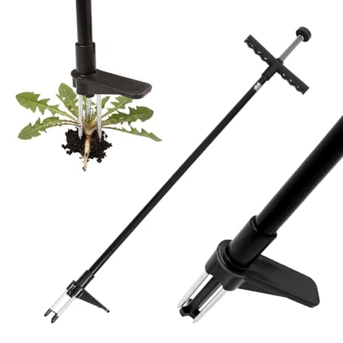 Image of Harbour Housewares Weed Puller - 1m Stand-Up Weeder Hand Tool Aluminium Long Handle, Claw Root Dandelion Remover, Lawn Moss & Weed Extractor, No-Bend Garden Weeder, Black