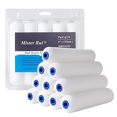 Image of Mister Rui Foam Paint Roller, 6 Inch Foam Roller, Foam Paint Brush Pack of 10 Can Be Used with Water and Oil-Based Paints