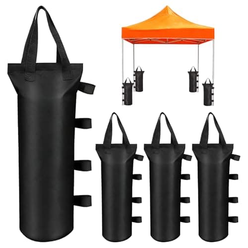 Image of Gazebo Weights Sand Bags, 4Pcs Sand Weight Bags, Tent Sandbags Heavy Duty Sandbag Weight for Small Pop Up Gazebo Legs Canopy Outdoor Patio (Black)