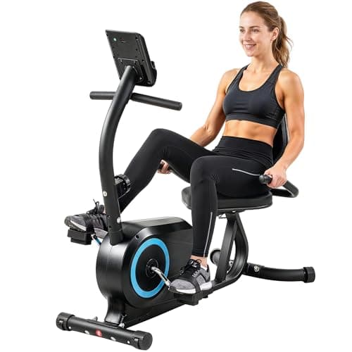 Image of SPORTNOW Recumbent Exercise Bike for Home, Indoor Stationary Bike for Seniors with Bluetooth, App Connectivity, 8-Level Magnetic Resistance, Adjustable Seat, Pulse Sensors, LCD Display and Wheels