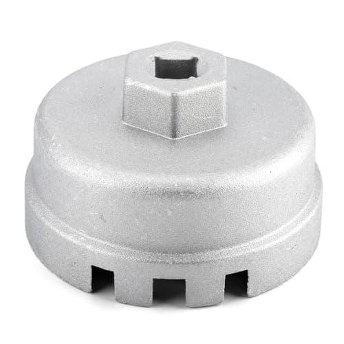 Image of VAGCARS Oil Filter Wrench,14 Flutes 6 Slots Oil Filter Removal Tool,64mm Aluminum Oil Filter Cap Wrench,Compatible with Toyota,4 Runner,Prius,RAV4,Highlander,Tundra,Corolla,1.8L Engine (Sliver)