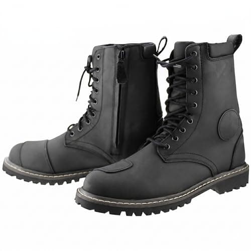 Image of VPR Viper R30 Leather Motorcycle Touring Boots - Motorbike Riding Rugged Boot for Men CE Approved Waterproof (Black, UK Footwear Size System, Adult, Men, Numeric, Medium, 9.5)