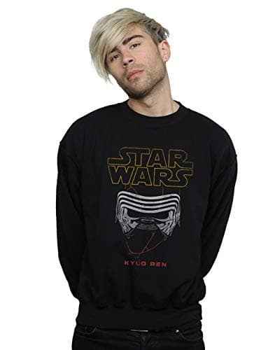 Image of Absolute Cult Star Wars The Rise Of Skywalker Kylo Helmet Men's Sweatshirt Black X-Large