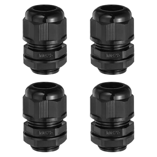 Image of sourcing map 4 Pcs M25 Cable Gland, 13-18mm Wire Hole Waterproof Nylon Joint for Cable Fixing, Wiring, Repairing, Gland Replacement, Electrical Appliances, Black