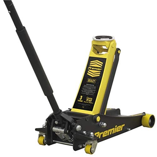 Image of Sealey 3 Tonne Low Profile Trolley Jack, Car Jack, with Rocket Lift - Yellow - 3040AY