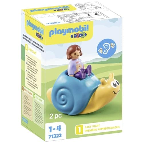 Image of Playmobil 71322 1.2.3 Rocking Snail with Rattle Feature, Developmental early learning toys for toddlers with swinging and rattle feature, Educational toy, Suitable for children for ages 1.5+