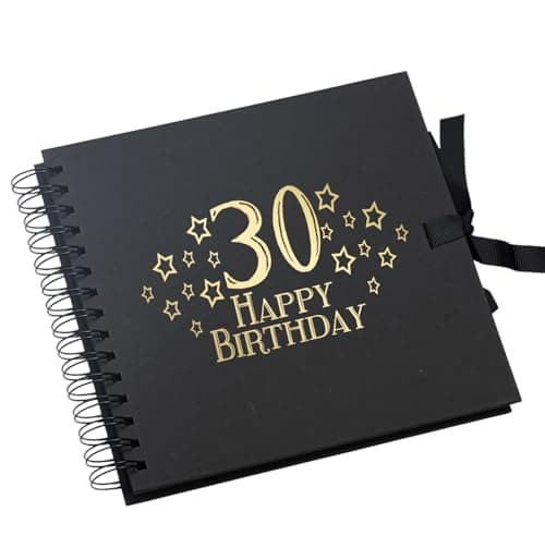 Image of 30th Birthday Black Scrapbook, Guest Book Or Photo album With Gold Script