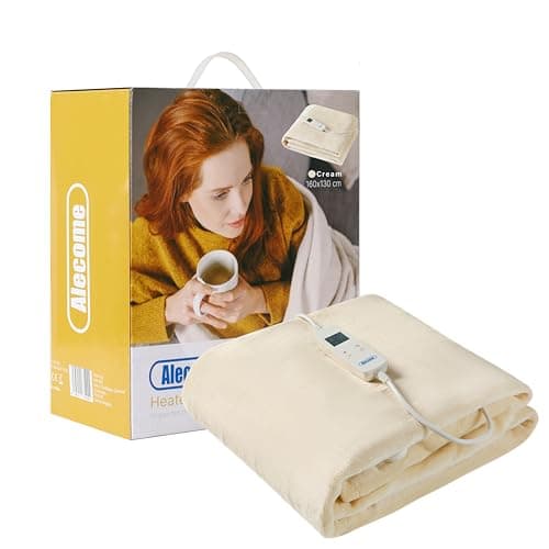 Image of Alecome Electric Heated Throw Blanket 10 Heat Settings Washable 220gsm Fleece with Digital Remote Timer - 160cm x 130cm (Cream)
